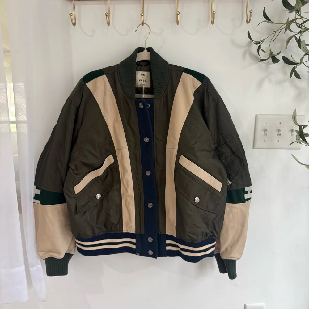 Free People We The Free Triple Kick Novelty Bomber Jacket NWT
